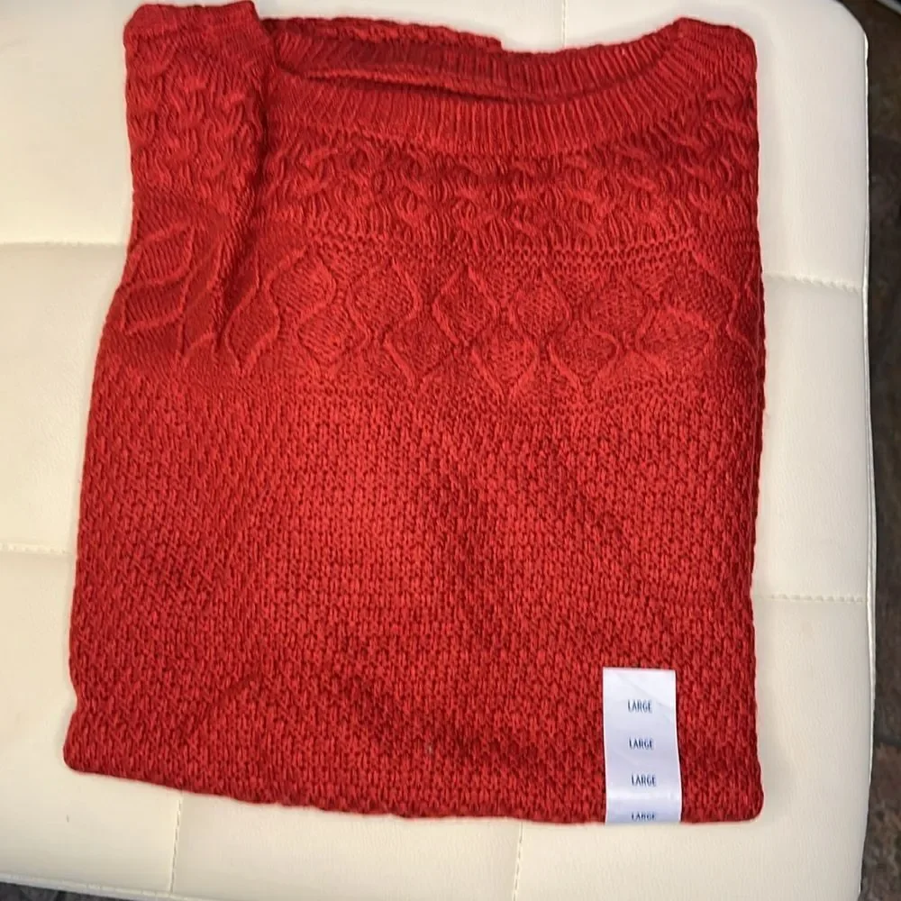 Croft & Barrow Women XL Cable Yolk Pullover Sweater  Holiday Delicious Apple Red